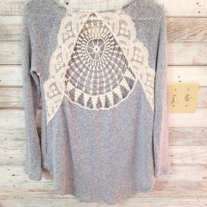 Staccato small sweater, gray with cream detail